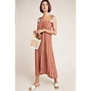 Faithfull The Brand x Anthropologie Boho Striped Midi Dress Tie Strap XS